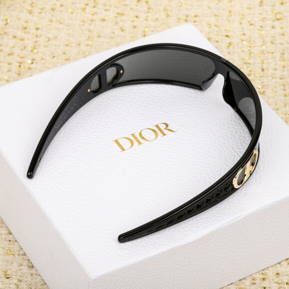DIOR VERYDIOR M1U Black Gold Mask Wrap Sunglasses with CD Logo - Picture 6 of 8